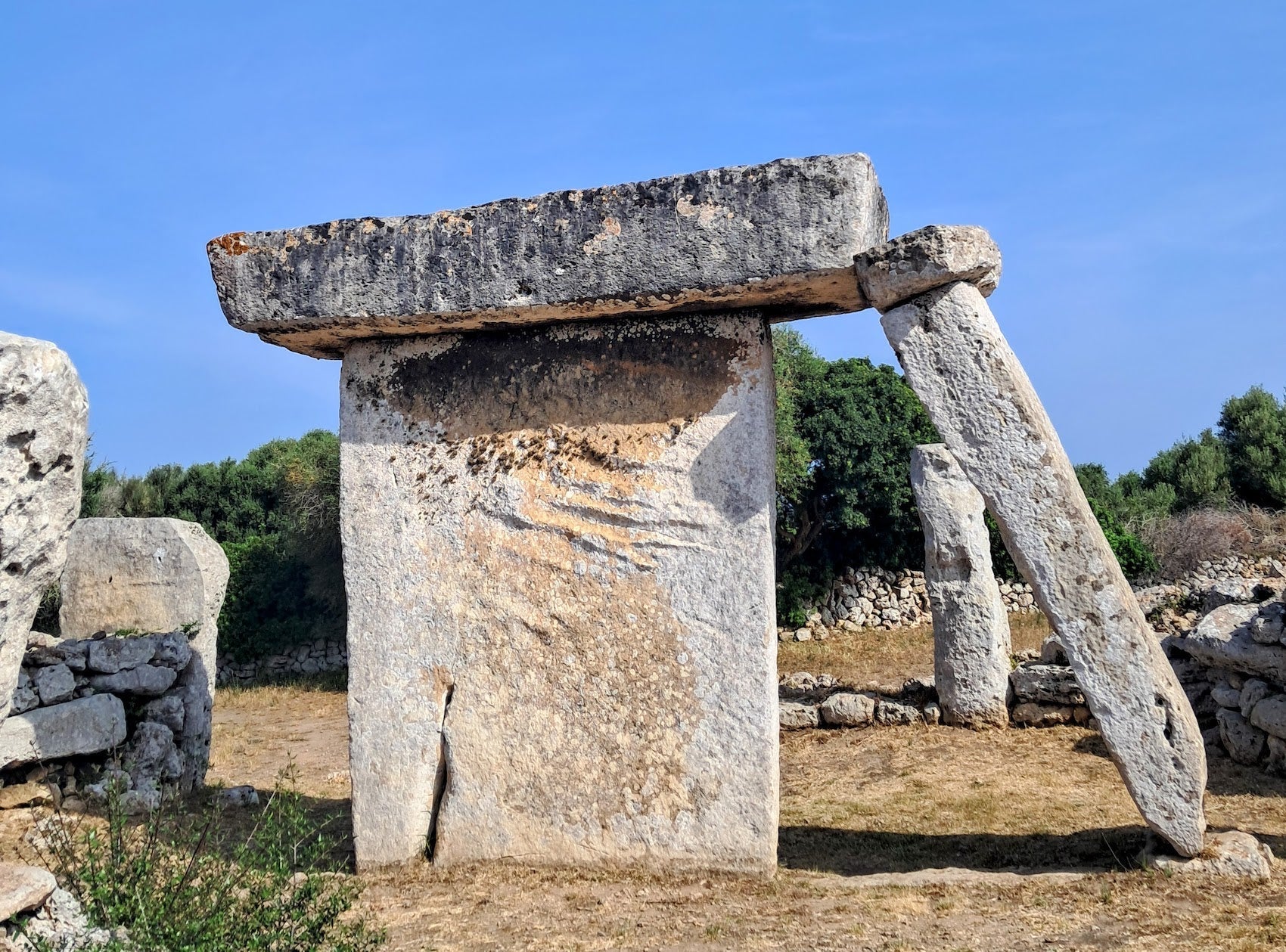 An impressive, pre-historic structure at one of Menorca's many talaiotic sites, often known as open air museums.