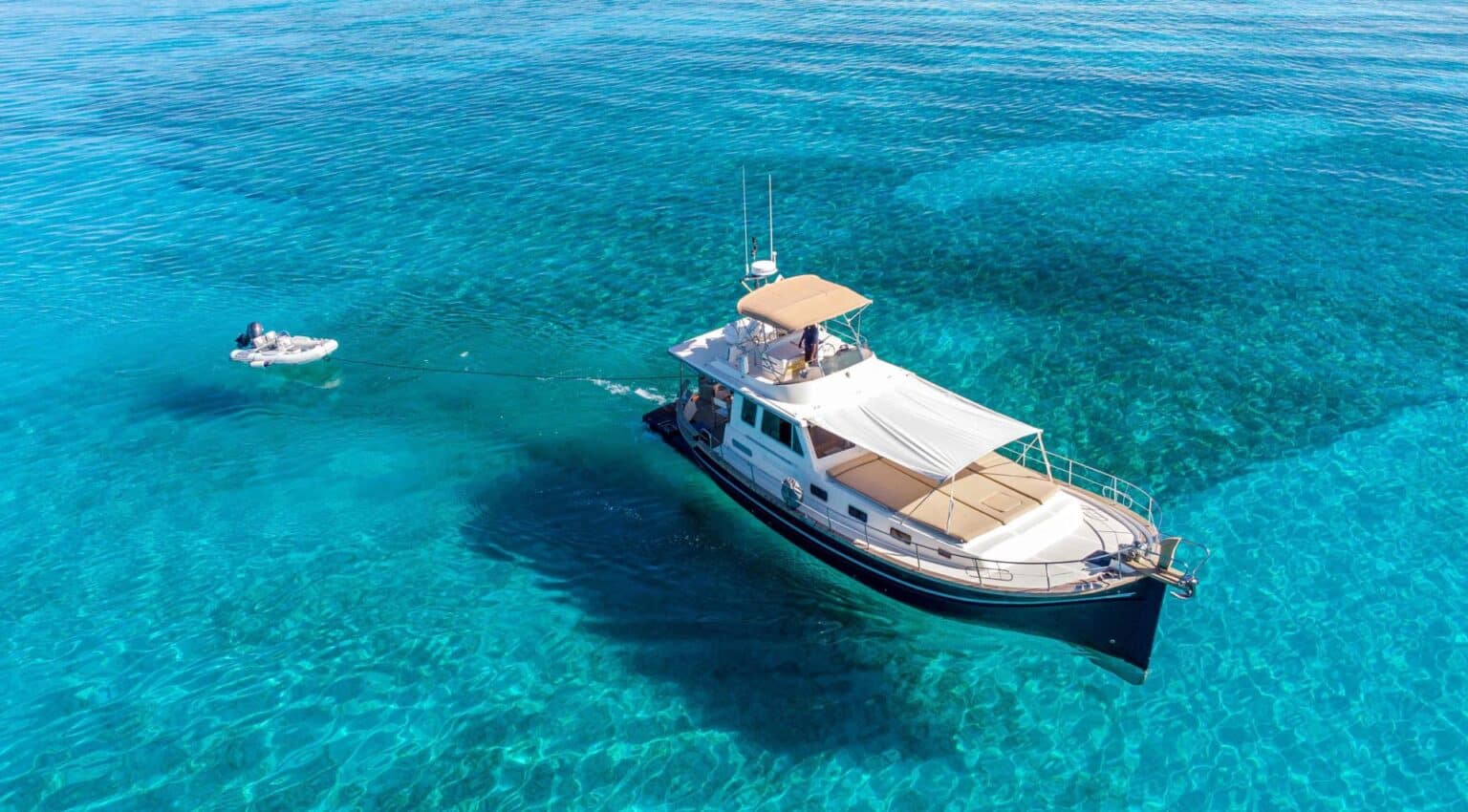 Boat Charter Menorca's Princess V65 Laya boat, available for rent from the Port of Mahón.